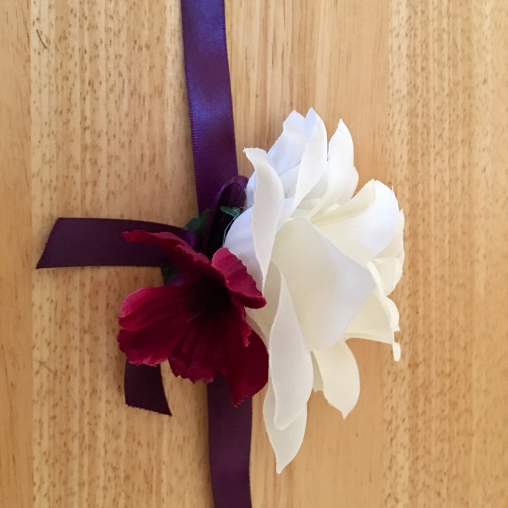 Ivory rose wrist corsage handmade